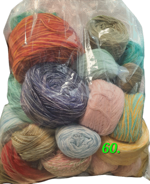 4 kg kott Itaalia segulõngasid : meriino, puuvillane, viskoos, akrüül - kott nr. 60