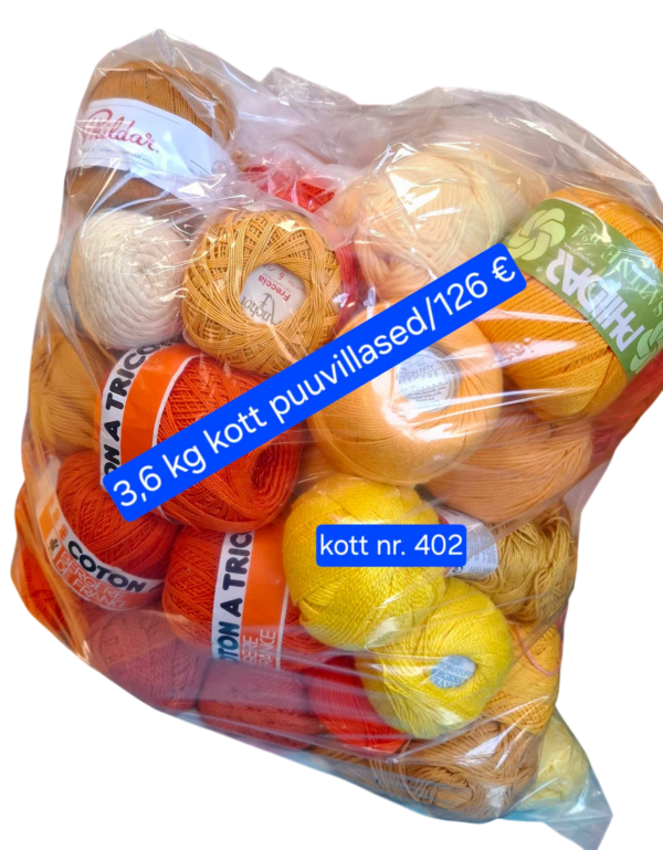 pv kollane-Photoroom Puuvillane heegelniit /lõng 3,6 kg kott- kott nr. 402