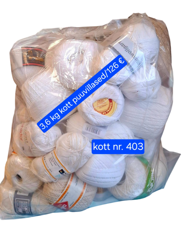 pv valge-Photoroom Puuvillane heegelniit /lõng 3,6 kg kott- kott nr. 403